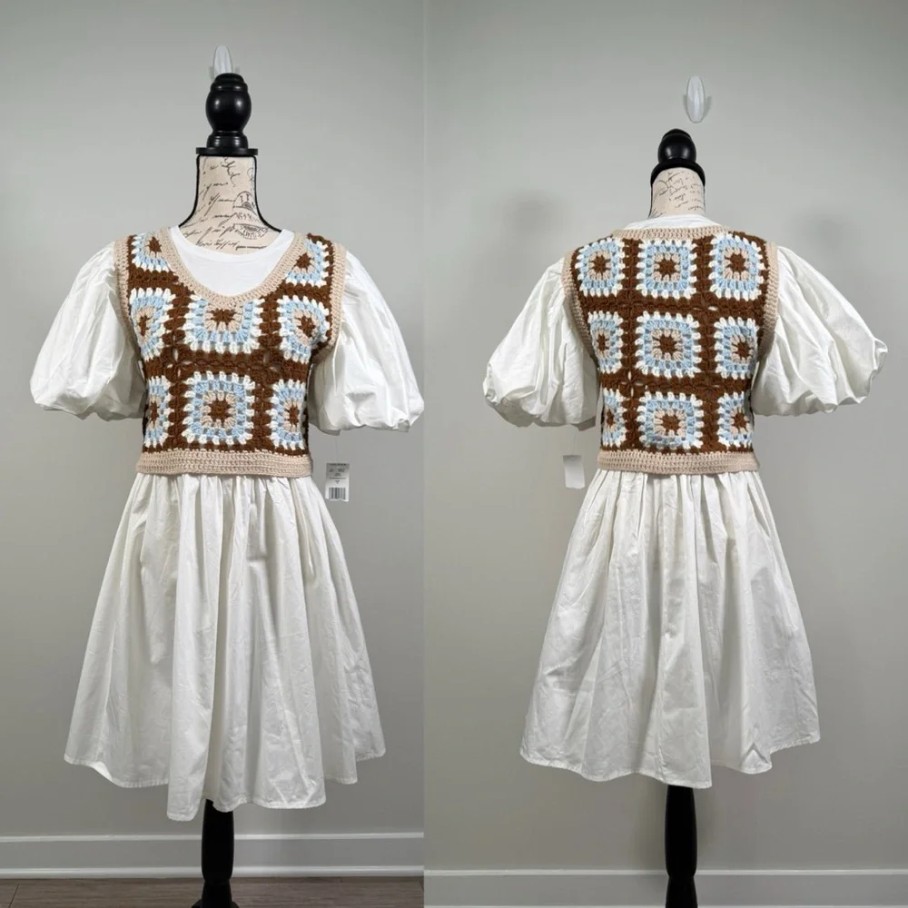 Women’s New En Saison Evie Mixed Media Mini Dress Size M MSRP $160 - Picture 3 of 9